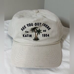 Katin Cream Corduroy Rope Embroidered Good Vibes Outdoor Hat Cap